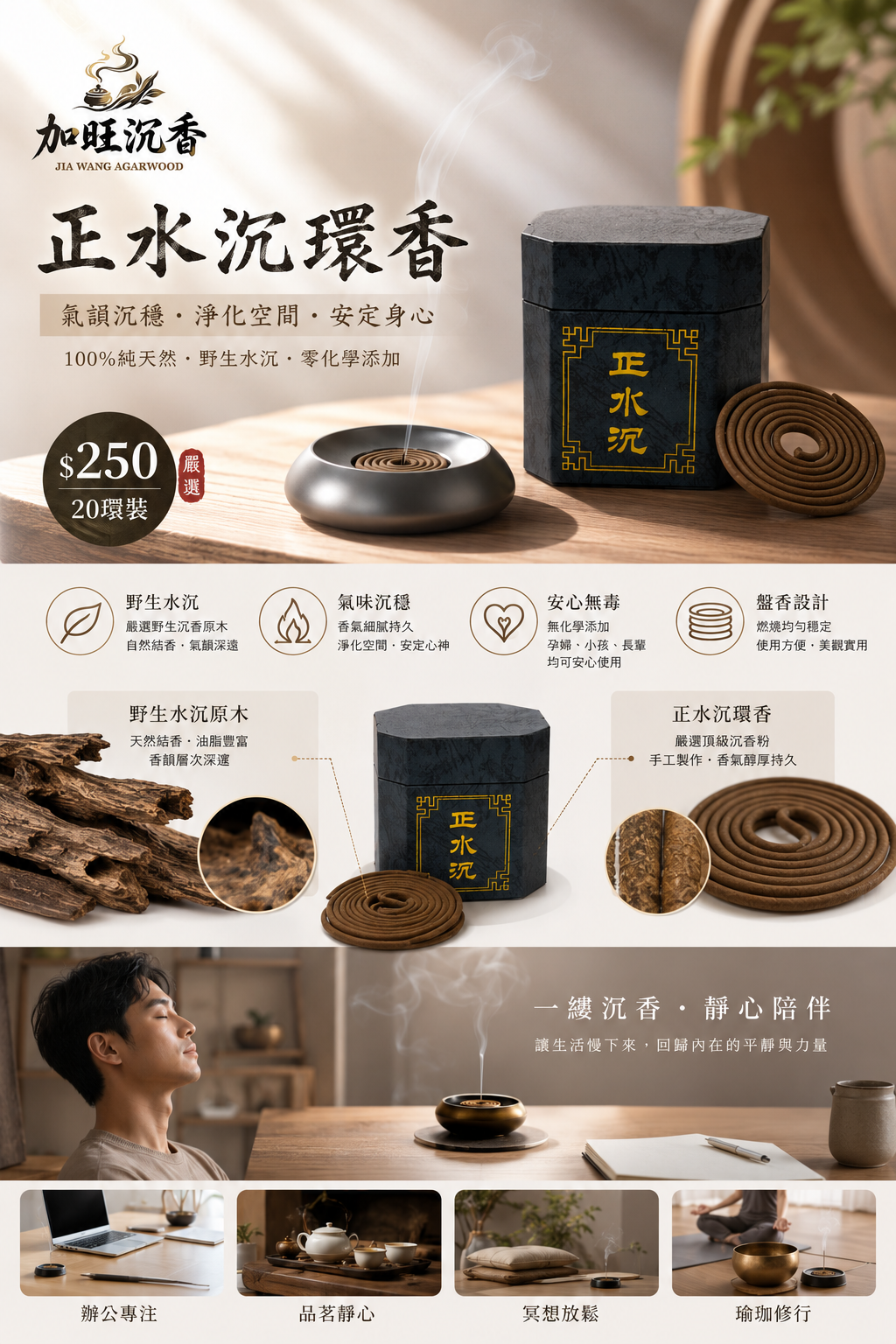 正水沉(八角罐)盤香:圖片 2