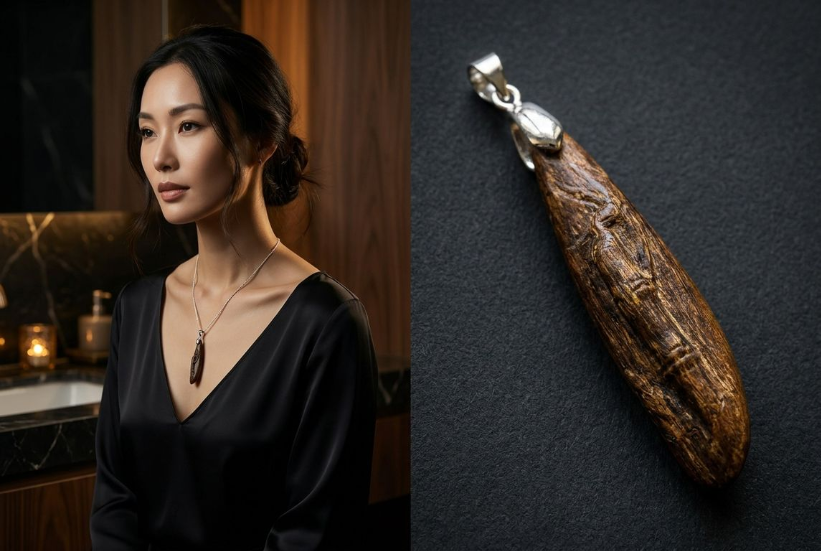 天然隨形竹節青洲沉香項鍊:圖片 2